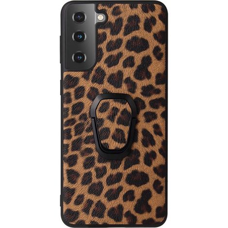 Étui rigide avec béquille pour Samsung Galaxy S21 FE - Motif léopard marron - Coque de protection (1/4)