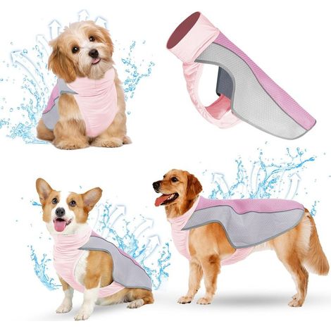 Gilet rafraîchissant pour chien, veste rafraîchissante par évaporation confortable, gilet rafraîchissant respirant pour animaux de compagnie, veste de protection solaire d'été (XL, rose)