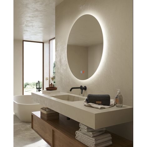 Miroir de salle de bain rond rétroéclairé  Modèle LISBONNE Ø70  [ LEDIMEX® ] (1/2)
