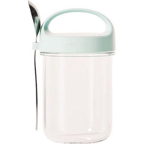 Pot de lait - Pot de yaourt à emporter - Pot de yaourt - Pot de muesli - Pot de gruau à préparer la veille avec couvercle - Verre - BlauwBlauw (1/5)