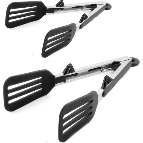 Pince de cuisine de 30 cm (12 pouces) avec spatule à poisson en acier inoxydable à verrouillage et embouts en silicone, idéale pour la cuisson, les salades, les buffets et les barbecues. Spatule résis (1/3)