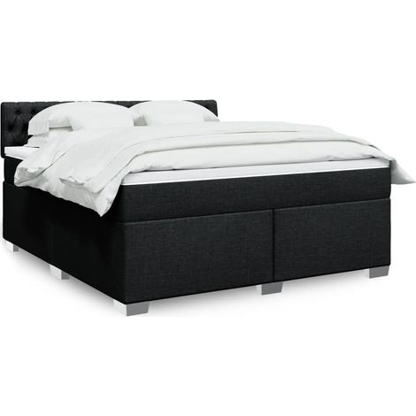 Boxspringbett mit Matratze Schwarz 180x200 cm Stoff