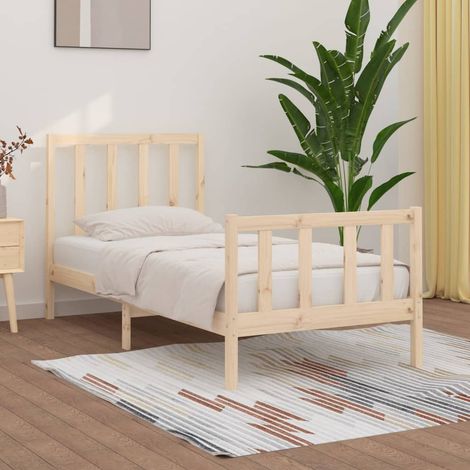 Bed Frame Natural wood Solid pine wood Single Classic/Traditional vidaXL (1/5)