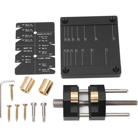 Sharpening jig, Chisel sharpening kit with Rambin guide system, made of aluminum alloy, wood alloy, for chisels and planes (1/5)