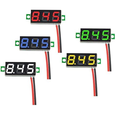 5 Pieces 0.28 Inch Mini Digital DC Voltmeter, Voltage Tester Mini DC Voltmeter Two Wires 2.5V-30V – 5 Colours (1/5)