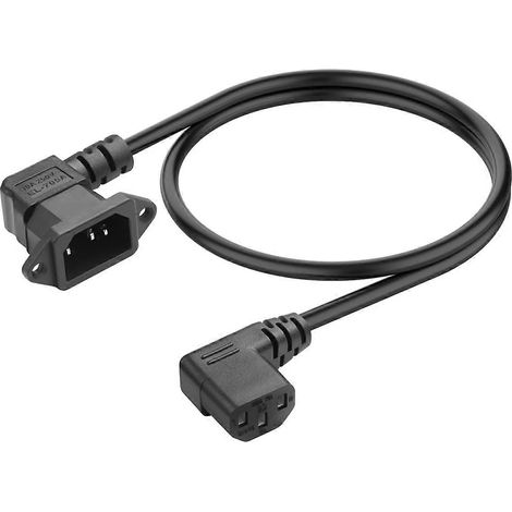 Câble d'extension informatique à 90° IEC C13 vers C14, cordon d'alimentation C14 vers C13 pour serveurs, moniteurs et PC - 0,6 m (1/5)