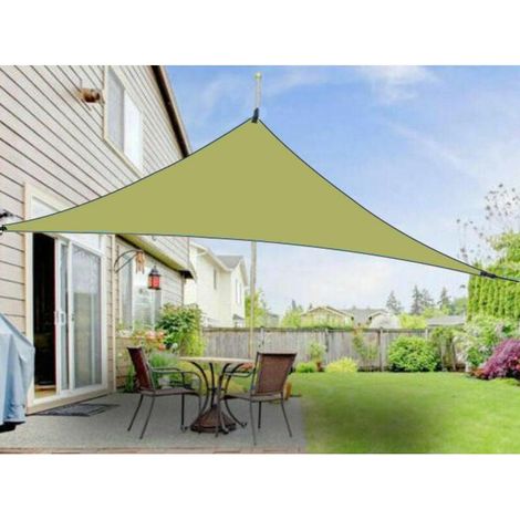 Parasol extériEU auvent triangulaire 3 mètres solaire voile d'ombrage pare-soleil pliant paysage auvent(Armée verte) (1/5)