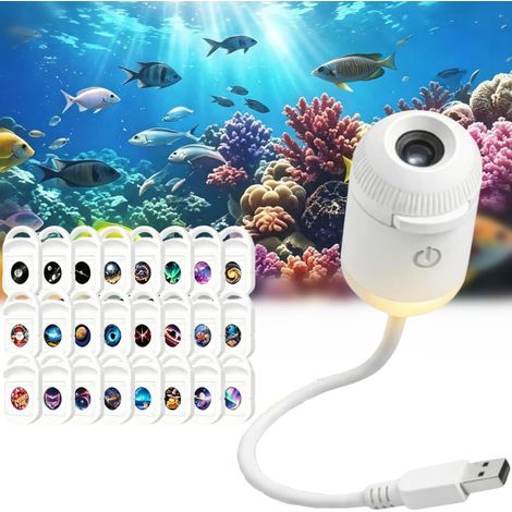 Proiettore olografico HD intelligente 5D dinamico 2 in 1 con luce notturna, proiettore di stelle HD plug and play, proiettore di cielo, stelle, oceano e luna con rotazione a 360° e connessione USB per (1/5)