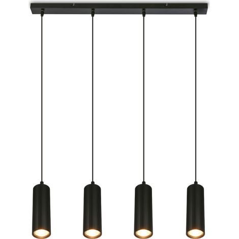 Briloner Suspension LED réglable en hauteur 76x120 cm douille GU10 max. 9W 4 lumières noir - Lampe suspendue salle à manger table salon (1/5)