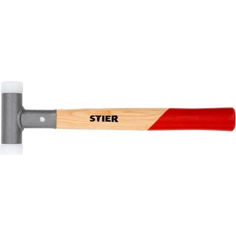 Maillet à frappe amortie STIER avec manche en hickory, UPE/nylon (65D/70D), Ø 30 mm, anti-rebond