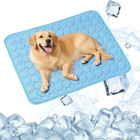 Tapis Rafraîchissant Chiens/Chats 70x55cm, Auto-Rafraîchissant, Lavable, Été, Bleu (1/3)