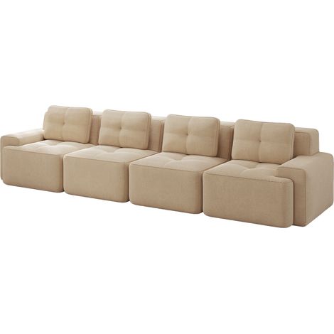 Modulares 4-Sitzer-Sofa aus beigem Cordvelours für das Wohnzimmer (1/5)