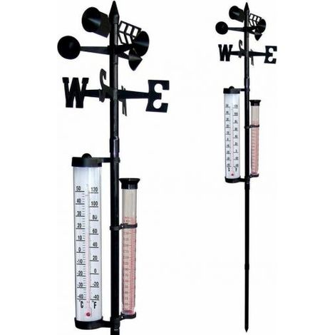 STAZIONE METEO TERMOMETRO DA GIARDINO CON PLUVIOMETRO E SEGNAVENTO 25811 (1/2)