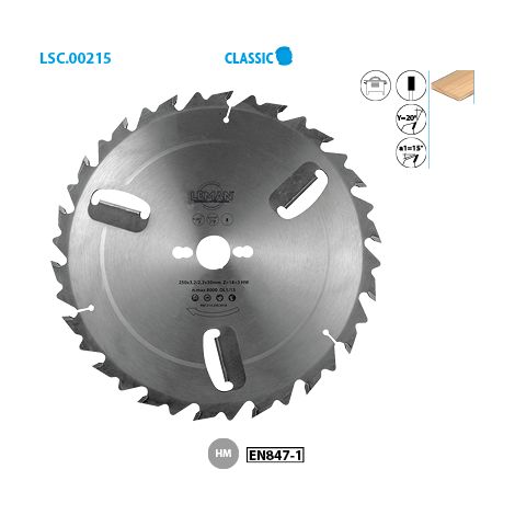 Leman – Lame de scie circulaire carbure 350mm – Alésage 30mm – 20 dents – Pour bois épais et humide – Délignage anti-recul