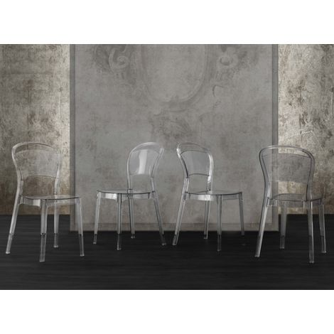 Chaise design polycarbonate transparent Kelly - Lot de 4 (1/4)