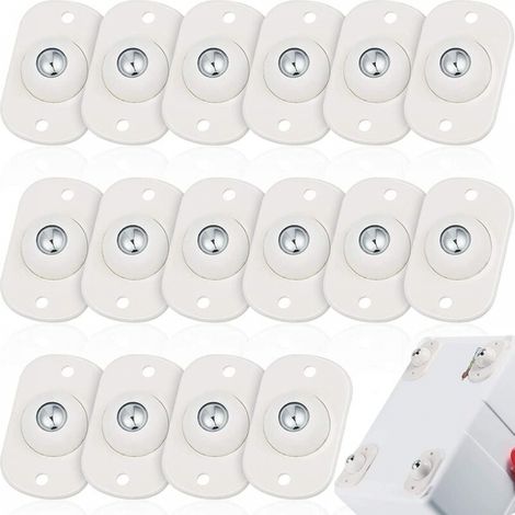 Mini Roulettes Pivotantes Auto-Adhésives en Petite Roulette con Bille Inox pour Meubles Boîtes de Rangement Poubelles 16 pcs Plastique (1/5)