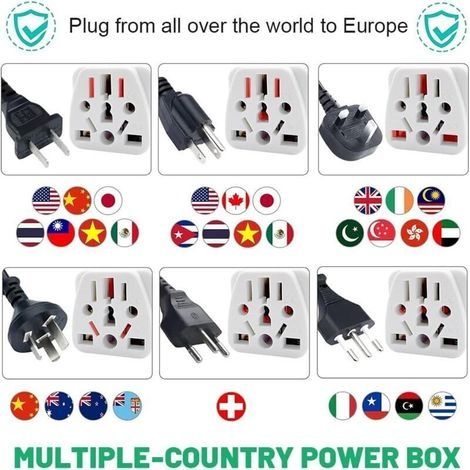 Universal Reisestecker Adapter Konvertierungsstecker Abgerundeter europäischer Standard 4St (1/3)