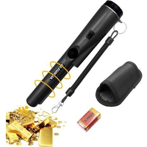 Détecteur de Métaux Portable, Détecteur de Métaux à Balayage à 360 °, Pointeur de Métal Étanche IP68 avec Indicateur LED Intégré/Lumière D'alarme/Pile 9 V, pour La Chasse aux Pièces d'or(Le Noir) (1/3)