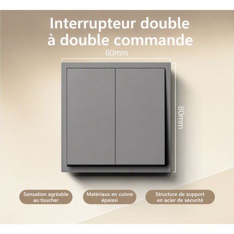 Interrupteur va-et-vient 2 postes mural 80x80mm, 4 Pièces (1/5)