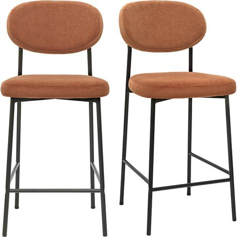 Barhocker aus Cord-Samt in gebrannter Erde H65 cm (2er-Set) BREKA