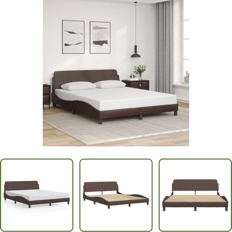Cadre de lit - Cadre de lit Dover marron 160x200 cm similicuir (1/5)
