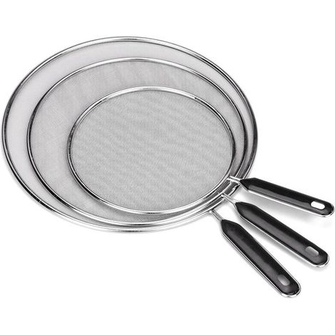 Tapas antisalpicaduras para sartenes - Rejillas de cocina - Cocción segura - Malla fina - Juego de 3 tamaños - Color plata (1/5)
