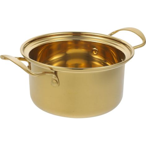 Marmite en inox avec couvercle, dorée, cuiseur à ramen individuel, 1 pièce