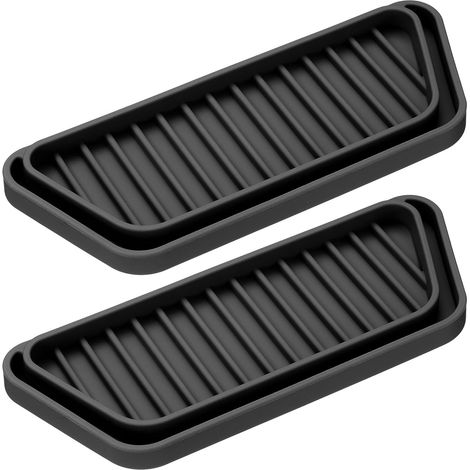 Lot de 2 bacs récupérateurs pour réfrigérateur Noir bac récupérateur en silicone pour mini-frigo, plateau rectangulaire, anti-éclaboussures et salissures d'eau (1/4)