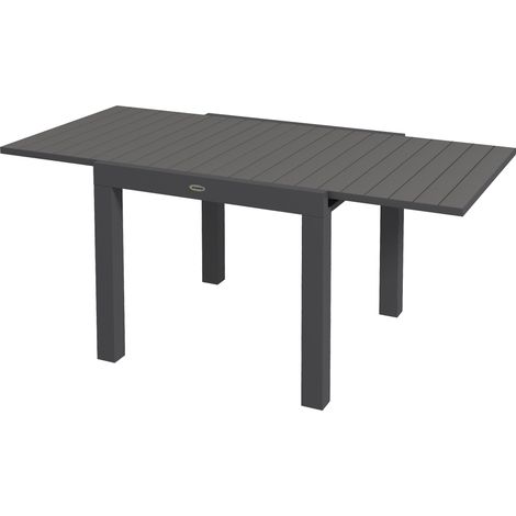 Table de jardin extensible 4-6 personnes aluminium à lattes gris 81/162x80x75 cm
