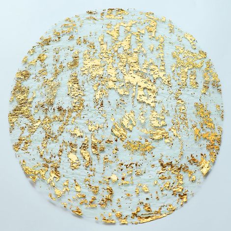 Lot de 12 sous-verres jetables ronds de 13 pouces, couleur or métallisé, avec feuille d'or pressée, style automnal. (1/5)