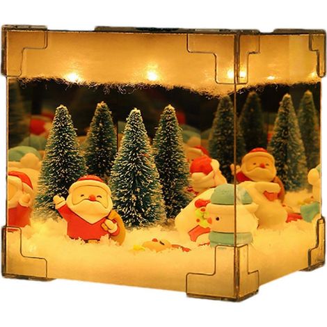 Veilleuse de Noël - Lampe LED cubique effet neige pour la décoration intérieure, le salon, un mariage, effet 3D, décoration de fêtes (1/5)