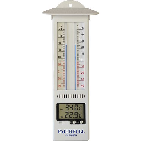 Faithfull Digital Max-Min Thermometer with LED Display and Capillary Sensors (1/2)