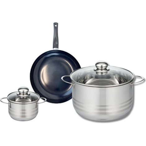 Ensemble de 1 Poêle de cuisson 20 cm et 2 faitouts 12 et 24 cm Elo Prima Brillant (1/5)