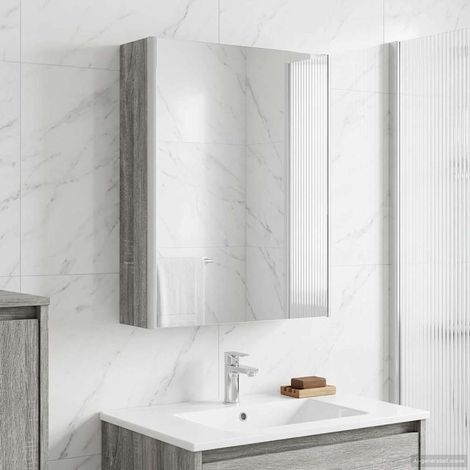 vidaXL Mobiletto per specchio da bagno Grigio Sonoma