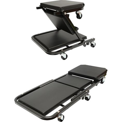 Carrello/Sedile Pieghevole per Officina 2 in 1 con Ruote Girevoli (1/5)