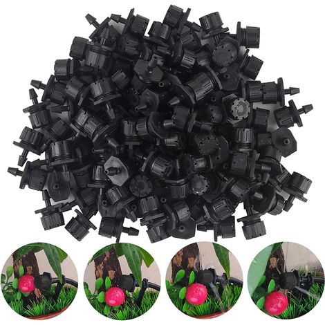 110 Pcs Goutteurs Irrigation Réglables,Irrigation Drippers Goutte Goutteurs Irrigation Goutte à Goutte,Tête de Gicleurs D'irrigation,pour Parterres de Fleurs, Jardins, Pelouse à Plante(Noir) (1/5)