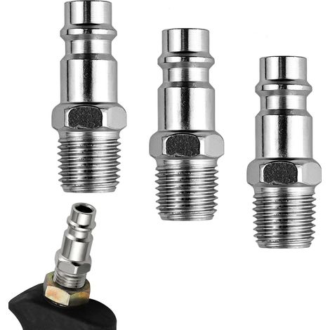 Raccord Air Comprimé, 3 pièces Raccord Rapide Air Comprimé, Raccord Pneumatique, Raccord Compresseur, Embout Compresseur Air, Utilisé dans l'industrie, la réparation automobile, etc. (1/5)