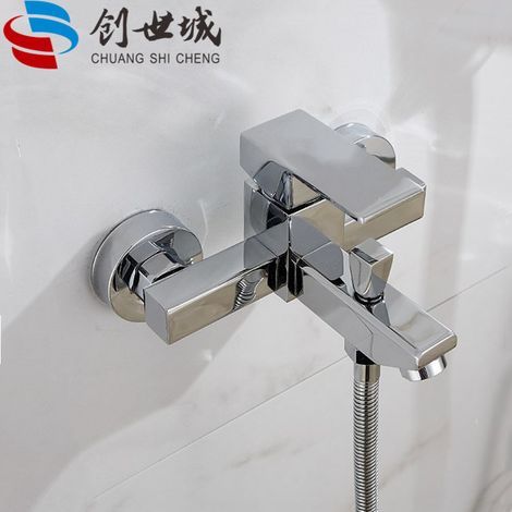 Four-way concealed wall-mounted bathtub faucet with hot and cold water, bathroom shower mixer valve faucet -- Four-way triple-flow faucet