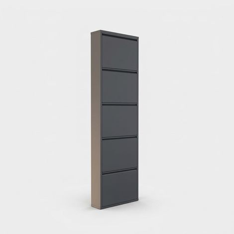 Scarpiera salvaspazio in metallo 5 ante 5 Piece Metal - Antracite (1/4)