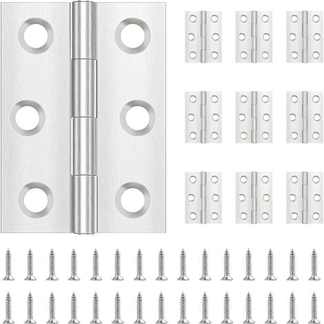 10 Pack Stainless Steel Door Hinge 44mm x 31mm for Interior and Exterior Doors with 60 Screws (1/5)