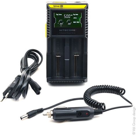 Nitecore - Chargeur Li-ion/Lifepo4/NiMH NITECORE D2 pour 2 accus 18650/18350/16340/26650/14500...