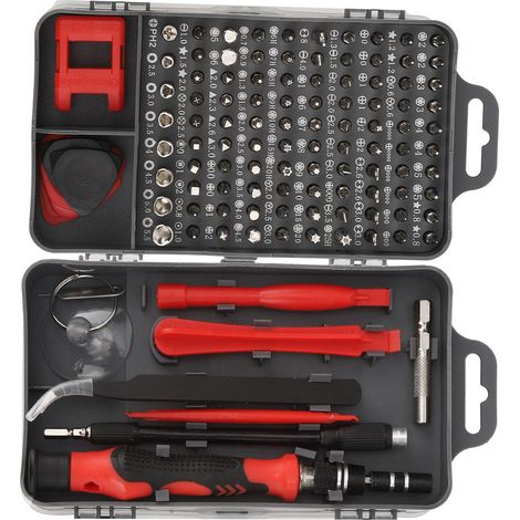 Kit de tournevis multifonctionnel 115 en 1 pour la réparation et le démontage de montres et de téléphones (rouge)
