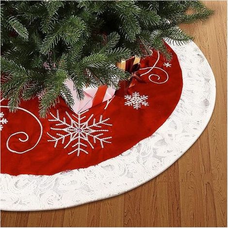 Jupe de Sapin de Noel 120 cm Ronde Tapis Sapin Noel Neige Couvre Pied Sapin Noel Jupe d'arbre de Noel pour Arbres de Noël Décorations de Fêtes de Noel (1/5)