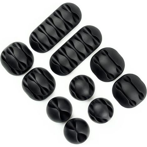 Lot de 10 attaches-câbles autocollantes - Noir (1/3)