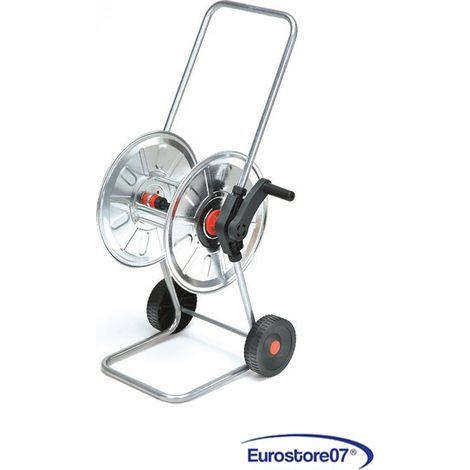 AGRATI AVVOLGITUBO ZINCATO  CON RUOTE   capacità mt.50 tubo da 1/2" + 2 raccordi