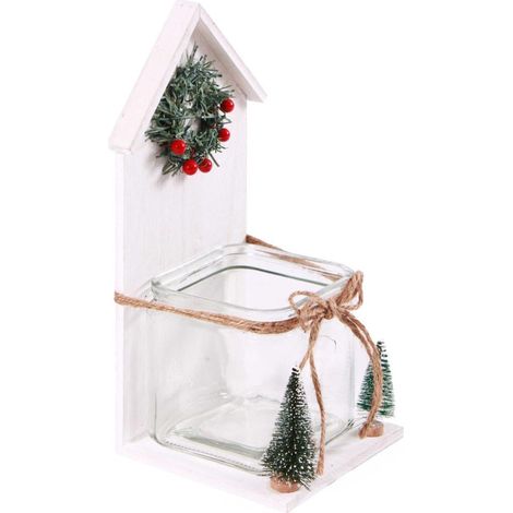 Portacandela in legno di balsa bianco, 15X17H32 cm (kit da 3) (1/2)