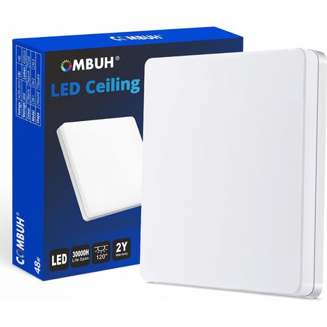 48W Plafonnier LED, Luminaires Salle de Bain Intérieur, Luminaire Salon, 4320LM Applique de Cuisine Chaud, 30cm Éclairage de Lampe Plafond Carré, Ceiling Light, pour Chambre, Toilet et Exterieur (1/5)