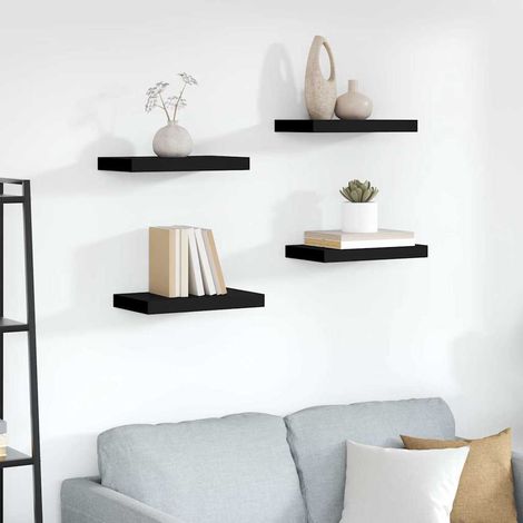 vidaXL Floating Wall Shelves 4 pcs Black 40x23.5x3.8 cm MDF (1/5)