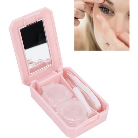 1 Étui à lentilles, motif dessin animé, avec pince, ventouse silicone, miroir verre, boîte étanche (1/5)