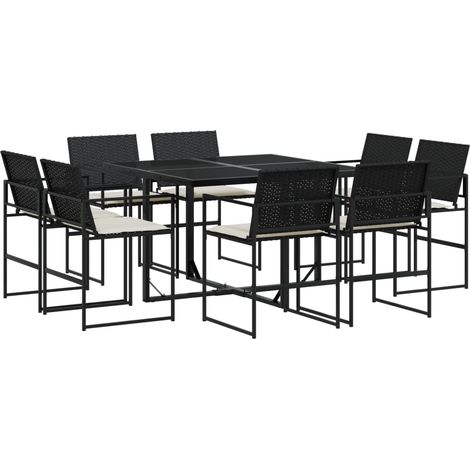 Maison Exclusive - Set de comedor de jardín 9 pzas y cojines ratá (1/5)
